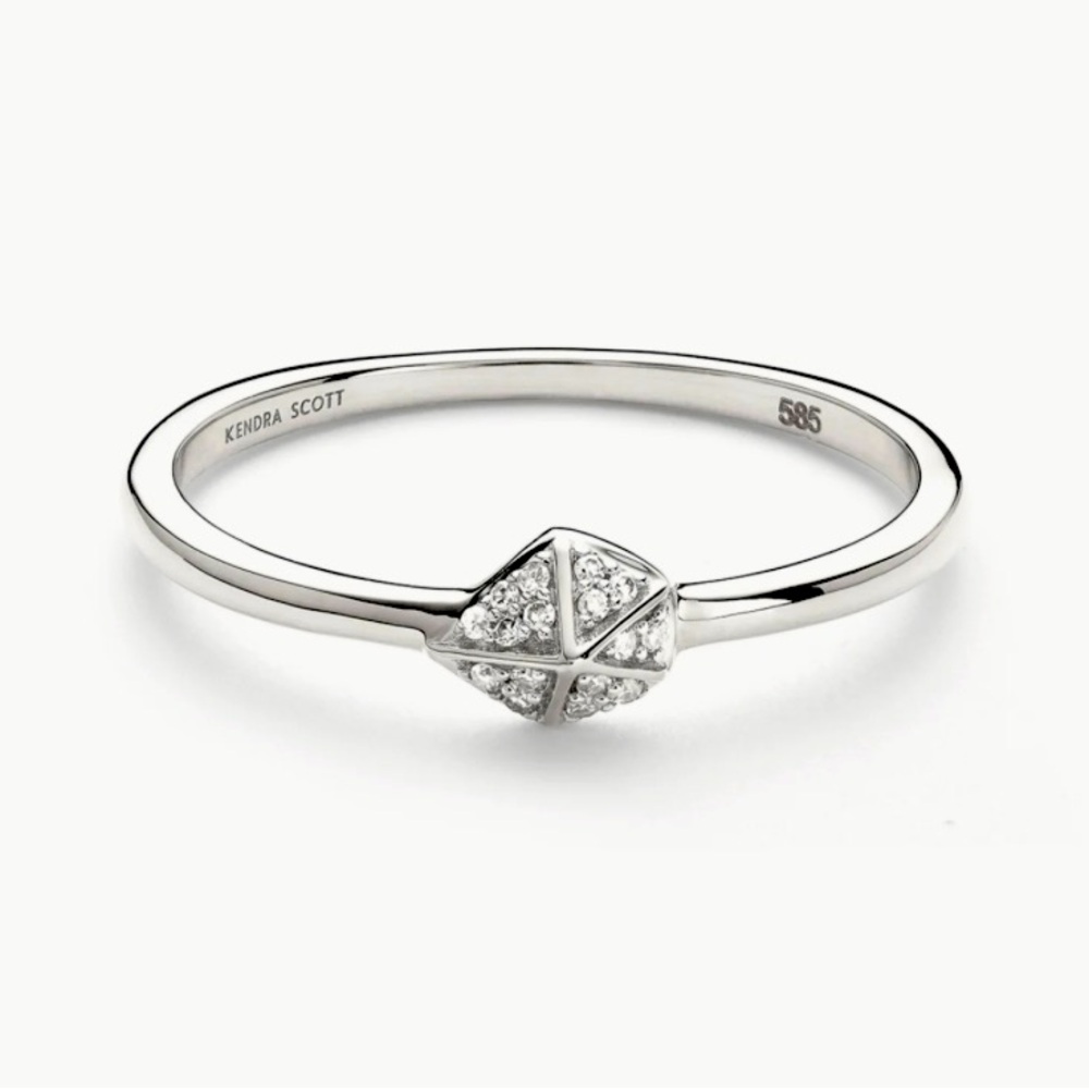 Kendra Scott Fazia 14k White Gold Ring with White Diamonds size 7